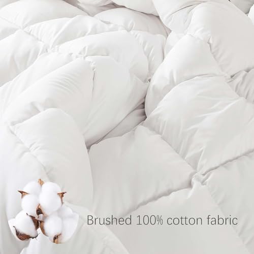 100% Cotton Feather Down Fiber Comforter & Duvet Insert with Corner Tabs