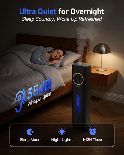 Large Room Humidifier 8L Top Fill Cool Mist with Night Light