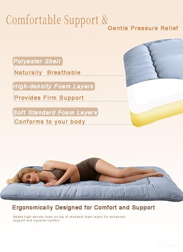 3.5-Inch Thick Japanese Futon Floor Mattress, Twin Size Roll-Up Bed