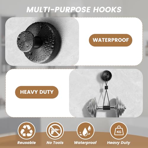 Heavy Duty Suction Cup Hooks - Stainless Steel Shower Towel Hooks, 4 Pack