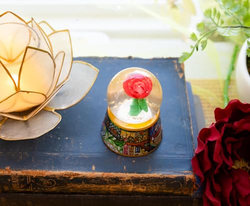 Enchanted Rose Mini Light-Up Snow Globe - 3-Inch Decorative Keepsake