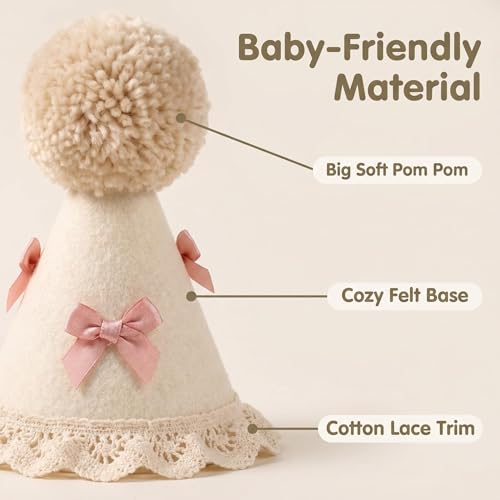 Boho Half Birthday Hat for Baby Girls - Pink 1/2 Birthday Party Crown