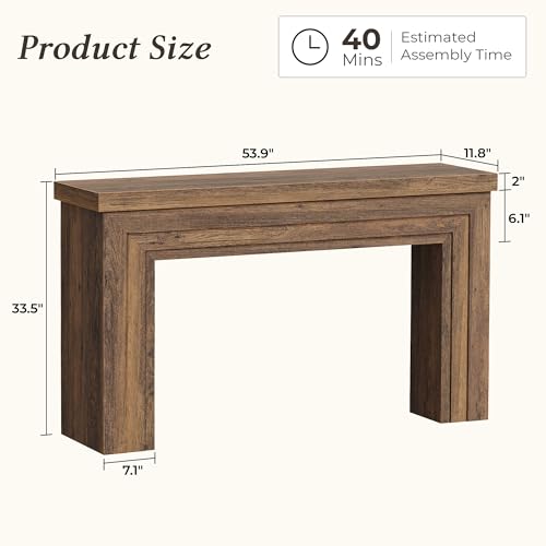 54-Inch Rectangular Console Table, Rustic Farmhouse Entryway Sofa Table