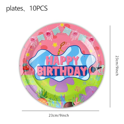 Cartoon Sponge Birthday Party Supplies Set - Tableware for 10 Kids