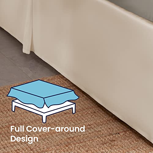 King Size Pleated Bed Skirt - 15 Inch Drop Tailored Easy Fit Bedskirt