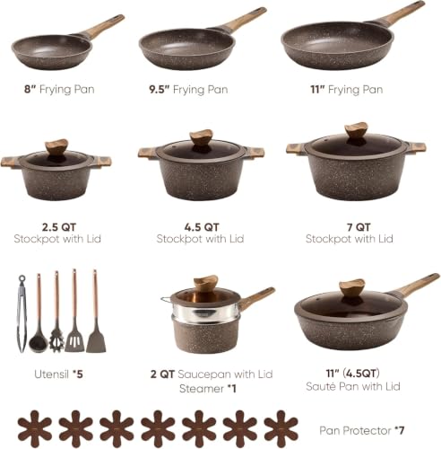 26-Piece Nonstick Cookware Set - Induction Kitchen Pots and Pans Set