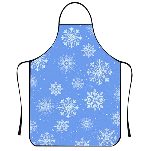 Christmas Snowflake Apron for Men Women Kids Holiday Baking Cooking Kitchen