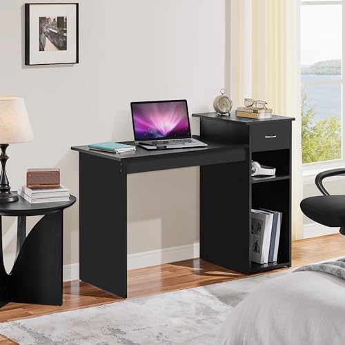 Computer Desk and Ergonomic Mesh Office Chair Set with Drawer and Storage
