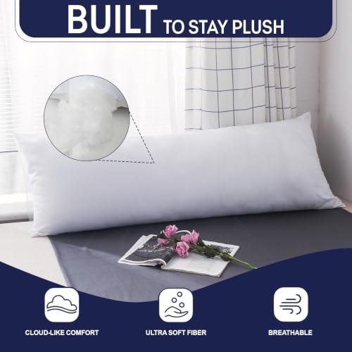DOWNCOOL Breathable Full Body Pillow Insert (20x54) - Side Sleeper Bed Pillow
