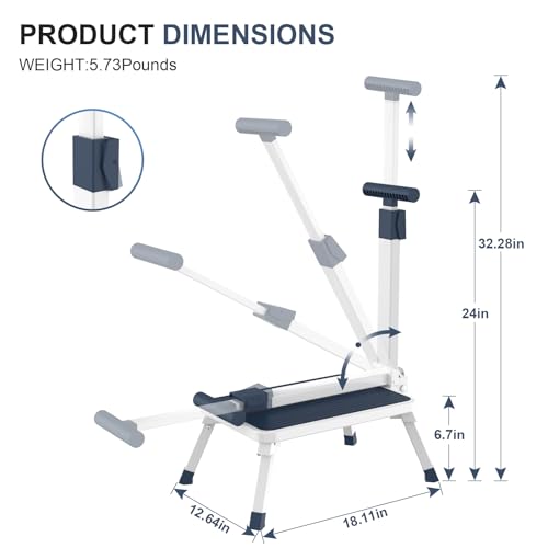 Folding Step Stool with Adjustable Handle, 330 Lbs Capacity Metal Stool