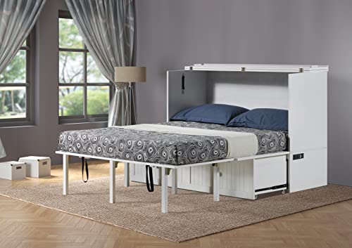 Tuscany Queen Murphy Cabinet Bed with 6-Inch Memory Foam Mattress & Charging