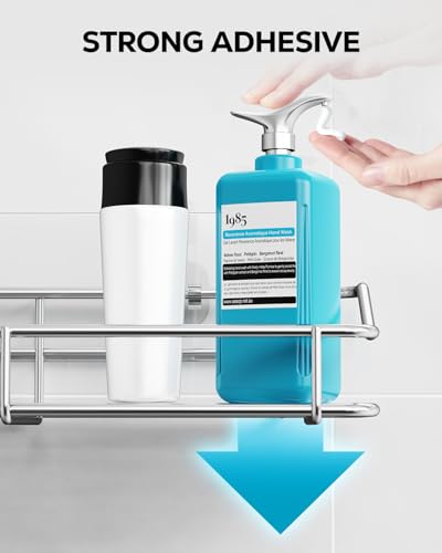 Nieifi 2-Pack Silver Shower Caddies Adhesive Bathroom Shelves, Rustproof Stainless Steel