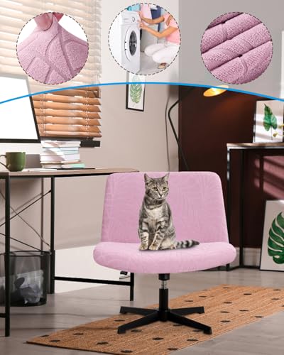 Stretchable Criss Cross Chair Cover - Leaves Jacquard, Pink