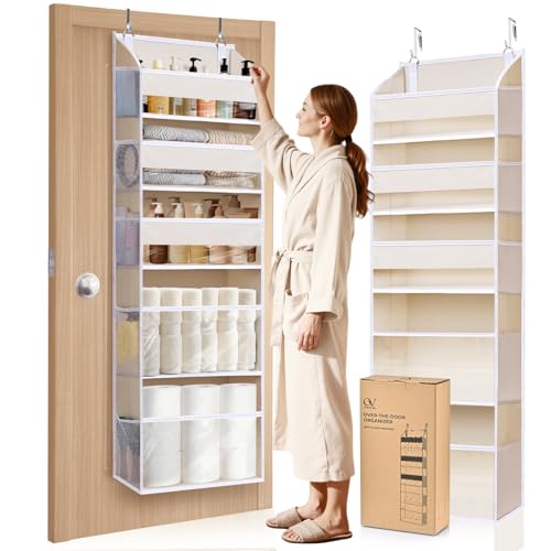 5-Tier Over the Door Organizer with 10 Mesh Pockets & Clear Windows