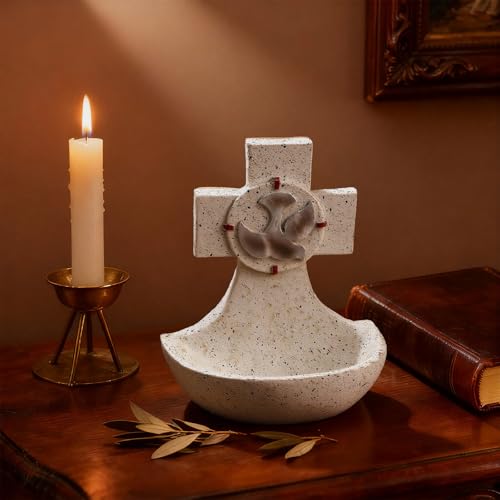 5-Inch Resin Holy Water Font Cross Wall Decoration for Home and Church