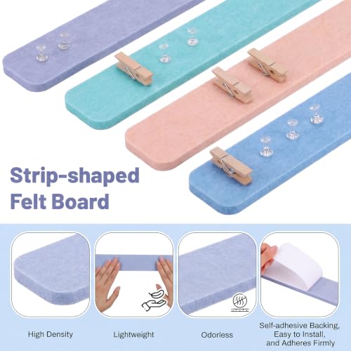 8-Pack Felt Bulletin Board Strips, 13x2 Inch Self-Adhesive Pin Boards