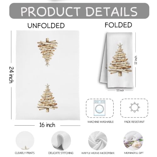 QWZDRHYJI Coastal Beach Christmas Tree Kitchen Towels 16x24 Inches