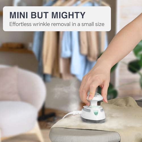 BEAUTURAL Mini Travel Steam Iron, Dual Voltage Portable Iron for Clothes, Sewing and Quilting, White