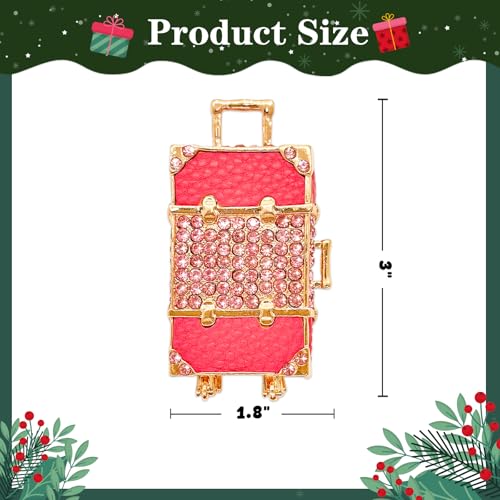 JUESMOS Pink Suitcase Christmas Ornament - Suitcase1, Metal Travel Xmas Keepsake