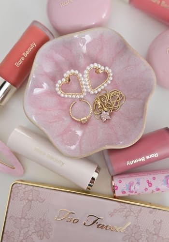 Ceramic Lotus Leaf Jewelry Dish - Pink Decorative Ring & Trinket Tray