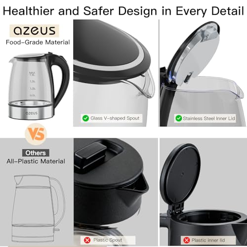 1.8L Electric Tea Kettle, Double-Wall Anti-Scalding Stainless Steel Pot