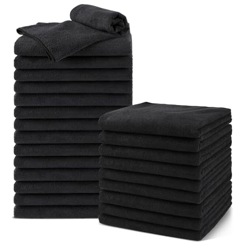 UNIMADE Black Microfiber Salon Towels 24 Pack - Hair, Spa & Salon Use