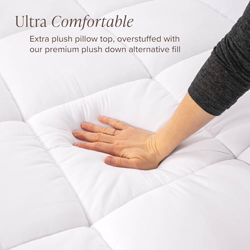 Twin XL Microplush Mattress Topper with Deep Pockets - Reversible Pillow Top