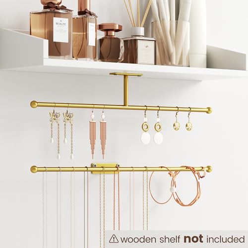 Wall Hanging Jewelry Organizer - 12.6" Metal Necklace Holder, 2-Pack
