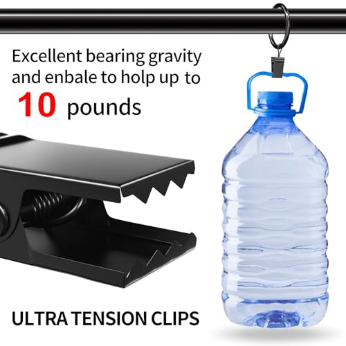 44 Pack Black Curtain Rings with Clips, 1.5-inch Heavy Duty Drapery Hangers