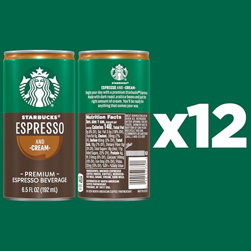 Starbucks Espresso and Cream Ready-to-Drink Coffee 6.5 Oz 12-Pack
