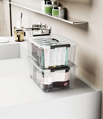 Clear Plastic Storage Bins with Lids and Handles 5-Quart 6-Pack