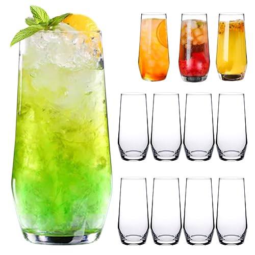 18oz Crystal Highball Glasses Set of 12 - Modern Durable Drinking Cups