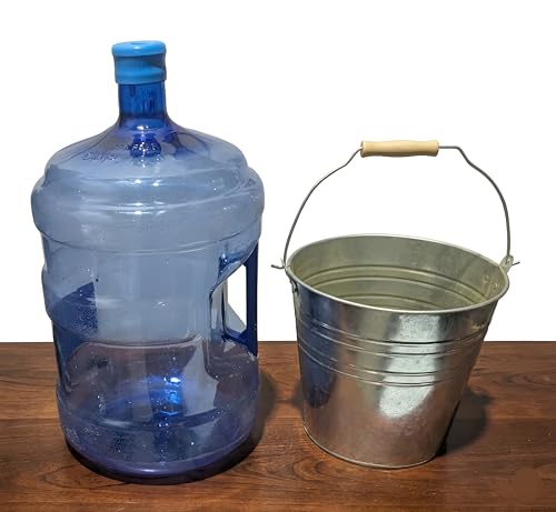 Galvanized Metal Buckets 3-Pack - Rustic Ice Buckets with Wooden Handles, 8.4 Quart