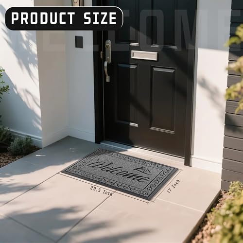 Heavy Duty Indoor Outdoor Door Mat - Non-Slip Entry Welcome Mat, 29.5x17"