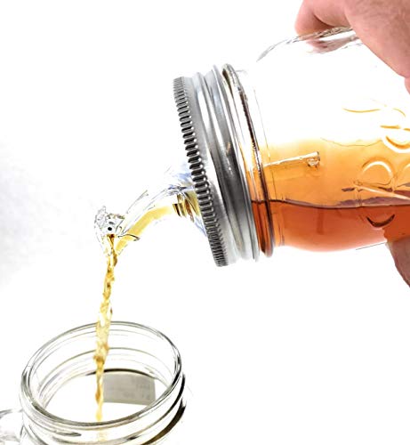 AmeriPour Stainless Wide Mouth Mason Jar Pour Spouts Flap - 2 Pack, USA Made, Leakproof