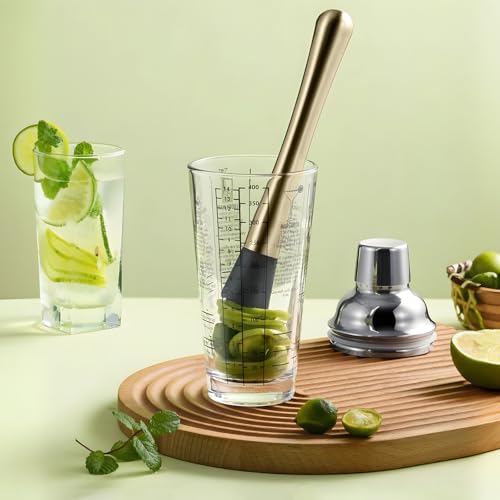 Eispap 8 Inch Gold Stainless Steel Cocktail Muddler & Mixing Spoon Set