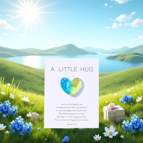 Heart Pocket Hug Tokens with Greeting Cards - Inspirational Gift for Women, Kids, Family, Christmas & Birthday