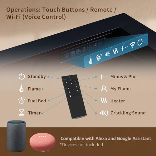 60 Inch Smart Linear Electric Fireplace Recessed Wall-Mount