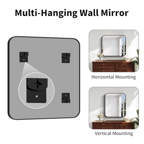 28x32 Inch Large Bathroom Vanity Mirror, Shatterproof Matte Black Wall Mirror
