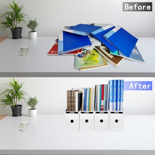 2 Pack White Cardboard Magazine File Holders for Desk and Shelf Storage