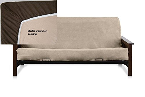 Twin Size Fitted Futon Cover - Beige Bonded Micro-Suede