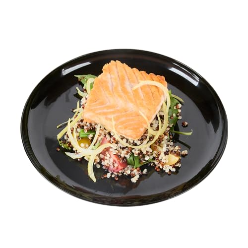 Restaurantware 7 x 7 Inch Party Plates 100 Disposable Plastic Dessert Plates - Round Heavy-Duty Black Plastic Salad Plates Serve Sides Or Appetizers For Weddings Or Catering