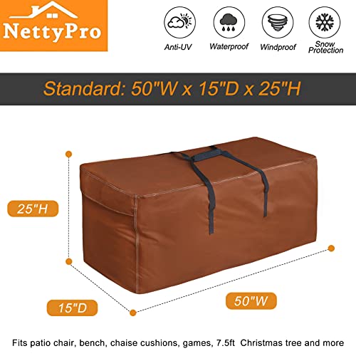 Water-Resistant Outdoor Patio Cushion Storage Bag 50x15x25 Inch