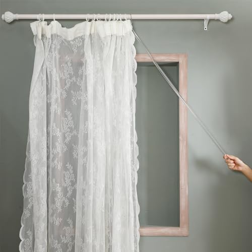 Clear Acrylic Curtain Pull Wand, 36-Inch Drapery Rod with Metal Snap (6 Pack)