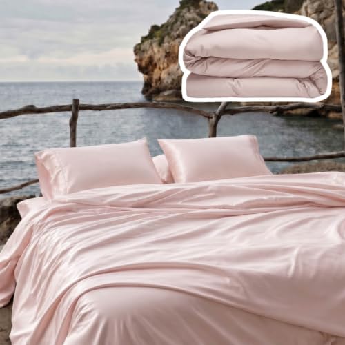 Bamboo Viscose Duvet Cover - Cooling, Soft & Breathable (Heavenly Pink, Full/Queen)