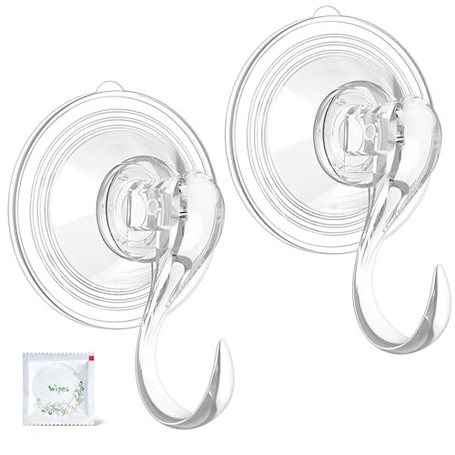 VIS'V Heavy Duty Suction Wreath Hanger - 22 Lb Capacity Clear Hooks (2 Pcs)