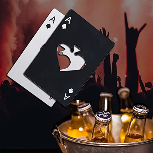 Airoads 2 Pack Credit Card Size Bottle Opener - Portable Stainless Steel Can & Cap Remover - Black & Silver