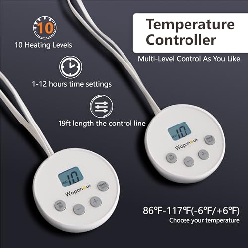 Heated Mattress Pad Queen Size with 10 Heat Settings & Dual Control