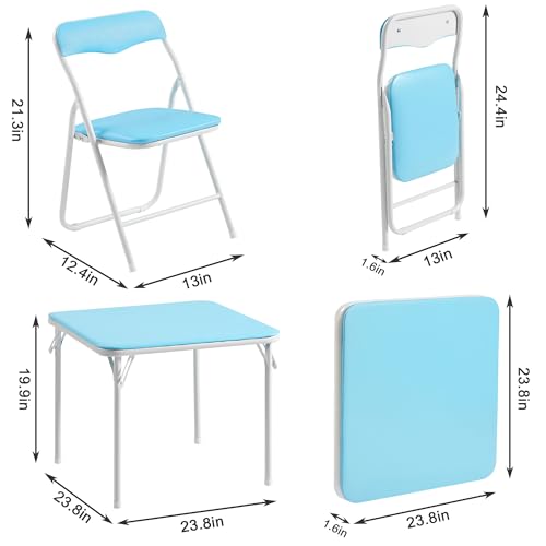 Kids Folding Activity Table and 4 Chairs Set, Padded Portable Furniture