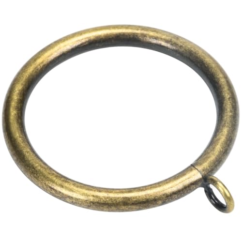 2-Inch Metal Curtain Rings, Antique Brass, Set of 18